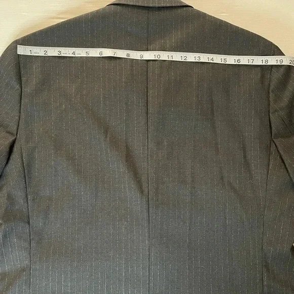 Ted Baker Endurance Wool Sports Coat Charcoal Gray With White Stripe Size 44L - Picture 10 of 10